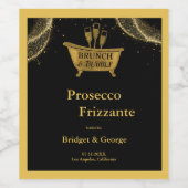 Zwart Goud Brunch & Bubble Wedding Wijn Etiket (Enkel label)