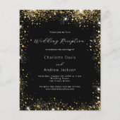 Zwart goud budget bruiloft receptie uitnodiging (Voorkant)