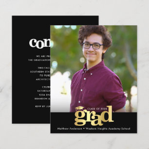 Zwart Goud Budget Foto Afstudeer Bold Dop Uitnodig