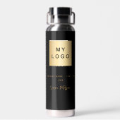 Zwart goud business logo handtekening naam waterfles (Achterkant)