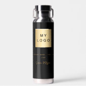 Zwart goud business logo handtekening naam waterfles (Voorkant)