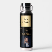 Zwart goud business logo naam handtekening foto waterfles (Achterkant)