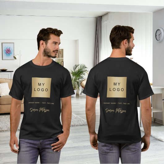 Zwart goud Business logo naam handtekening T-shirt