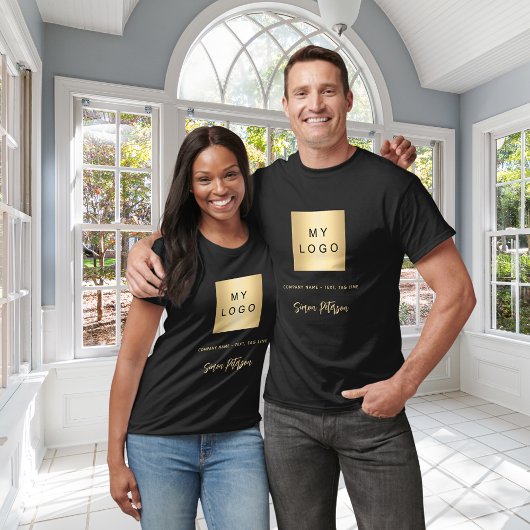 Zwart goud Business logo naam handtekening T-shirt