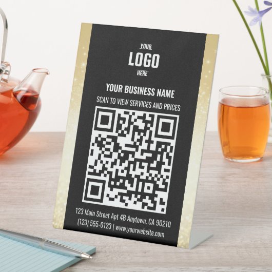 Zwart & Goud Business QR Code voetstuk Reclamebord Met Voetstuk (Insitu)