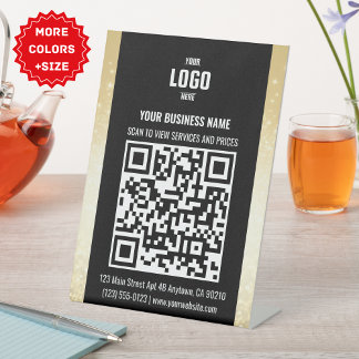 Zwart & Goud Business QR Code voetstuk Reclamebord Met Voetstuk