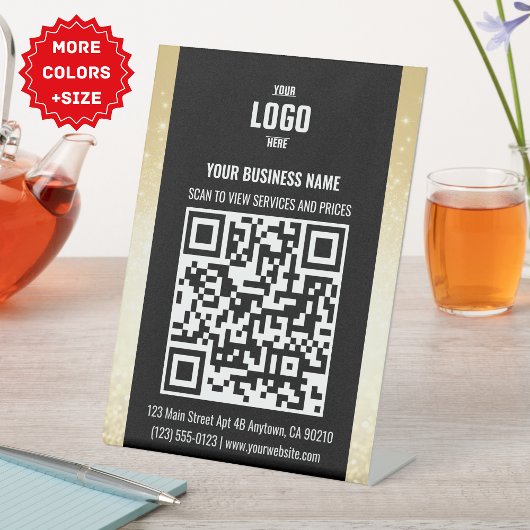 Zwart & Goud Business QR Code voetstuk Reclamebord Met Voetstuk