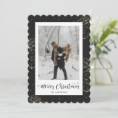 Zwart Goud Cadeau Foto Kerst Kaart (Staand voorkant)
