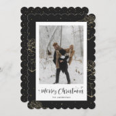 Zwart Goud Cadeau Foto Kerst Kaart (Voorkant / Achterkant)