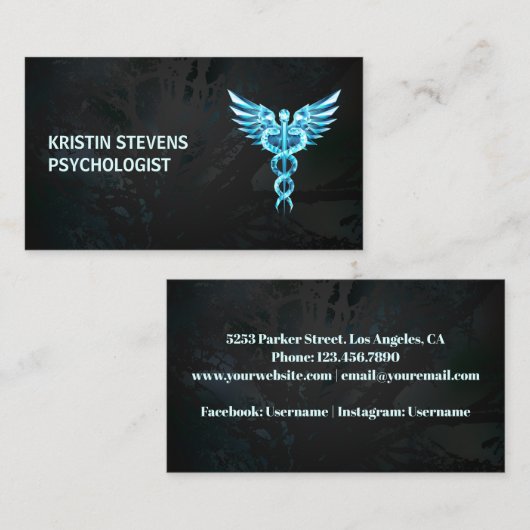 Zwart Goud Caduceus Symbool Medisch Visitekaartje (Voorkant / Achterkant)