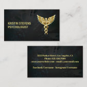 Zwart Goud Caduceus Symbool Medisch Visitekaartje (Voorkant / Achterkant)