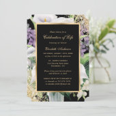 Zwart Goud Calla Lilies Foto Viering van het Leven Kaart (Staand voorkant)