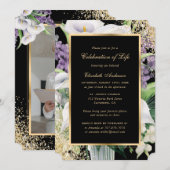 Zwart Goud Calla Lilies Foto Viering van het Leven Kaart (Voorkant / Achterkant)