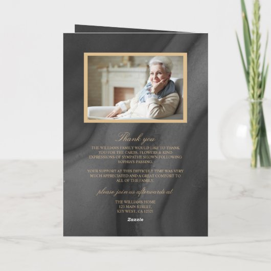 Zwart & Goud Calligrafie Memorial Programma (Achterkant)