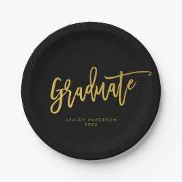 Zwart & Goud Calligrafie Script Afstudeerfeest Papieren Bordje