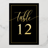 Zwart & Goud Calligrafie Script Folie Tafelnummer (Voorkant)