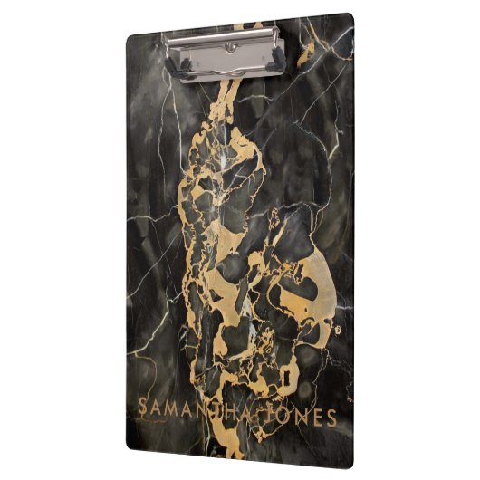 Zwart Goud Carrara Marmer Classic Modern Klembord (Links)