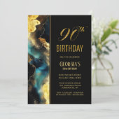 Zwart Goud Celestial 90ste Verjaardagsfeestje Kaart (Staand voorkant)