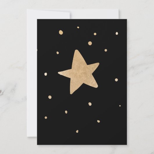 Zwart & Goud Celestial Baby shower Kaart (Achterkant)