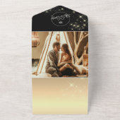 Zwart Goud Celestial Bruiloft Alles In Een Uitnodi All In One Uitnodiging (Buitenkant)