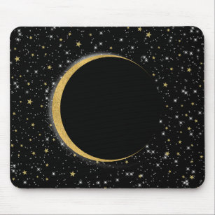 Zwart & Goud Celestial Maan Magische Maansterren Muismat