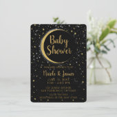 Zwart Goud Celestial Moon Magic Stars Baby shower Kaart (Staand voorkant)