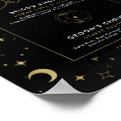 Zwart & Goud Celestial Moon Stars Signature Drinke Poster (Hoek)