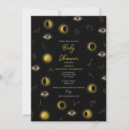 Zwart Goud Celestial Zon & Maan Baby shower Kaart