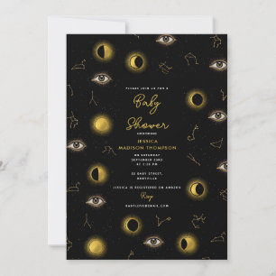 Zwart Goud Celestial Zon & Maan Baby shower Kaart