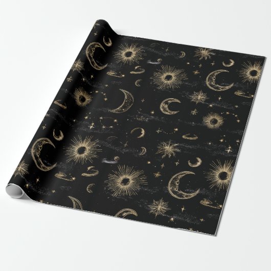 Zwart goud celinaatpapier cadeaupapier (Uitgerold)