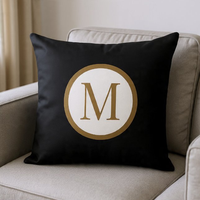 Zwart&Goud Centrum Zegel Monogram Kussen (Creator heeft geüpload)