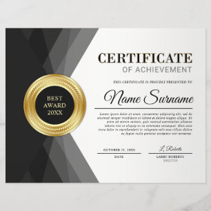 Zwart & Goud Certificaat van Verwezenlijking Award