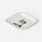 Zwart Goud Champagne Balloons Party Papieren Bordje (Gebogen)