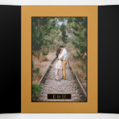 Zwart & Goud Champagne Bubbels, Trouwsuite Drieluik Uitnodiging (Binnenkant midden)