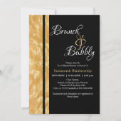 Zwart & Goud Champagne Bubble Brunch & Bubble Kaart (Voorkant)