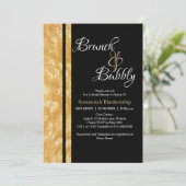 Zwart & Goud Champagne Bubble Brunch & Bubble Kaart (Staand voorkant)