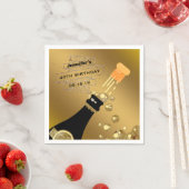 Zwart Goud Champagne Elegant Verjaardagsfeest Papi Servetten (Insitu)