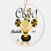 Zwart & Goud Cheer Blond Cheerleader Ornament (Links)
