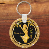 Zwart, Goud Cheer Cadeau-ideeën Bulk Korting Cheer Sleutelhanger (Achterkant)