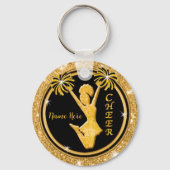 Zwart, Goud Cheer Cadeau-ideeën Bulk Korting Cheer Sleutelhanger (Achterkant)