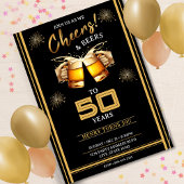 Zwart & Goud Cheers & Beers 50 Jaar 50e Verjaardag Kaart