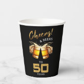 Zwart & Goud Cheers & Beers 50 Jaar 50e Verjaardag Papieren Bekers