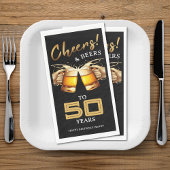 Zwart & Goud Cheers & Beers 50 Jaar 50e Verjaardag Servet