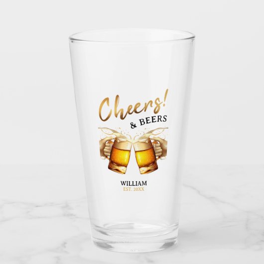 Zwart & Goud Cheers en bieren Glas (Voorkant)