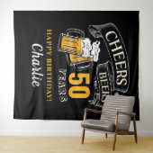 Zwart Goud Cheers En Biertjes Verjaardag Elke Leef Wandkleed (In Situ (horizontaal))