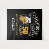 Zwart Goud Cheers En Biertjes Verjaardag Elke Leef Wandkleed (Voorkant (horizontaal))