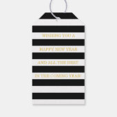 Zwart/Goud Cheers Faux-Glitter Stripes Custom Cadeaulabel (Achterkant)