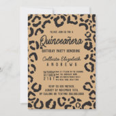 Zwart Goud Cheetah Leopard Quinceañera Foto Kaart (Voorkant)