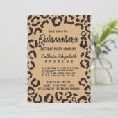 Zwart Goud Cheetah Leopard Quinceañera Foto Kaart (Staand voorkant)