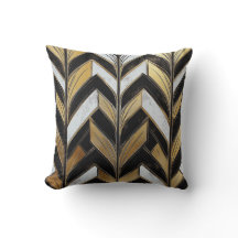 Zwart Goud Chevron Deco Kussen